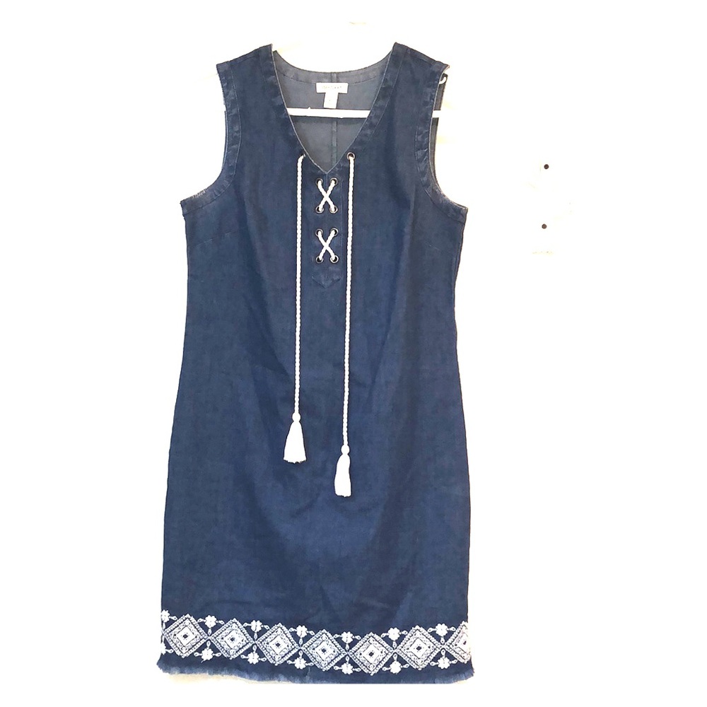 Denim sleeveless shift dress